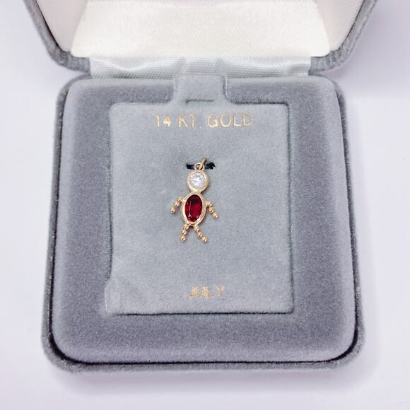 VTG 14K Gold July Birthstone Charm Pendant Necklace Petite Minimalist Dainty - Picture 6 of 13